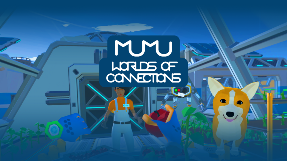 MuMu landscape image with title and farm Lab interior as the background